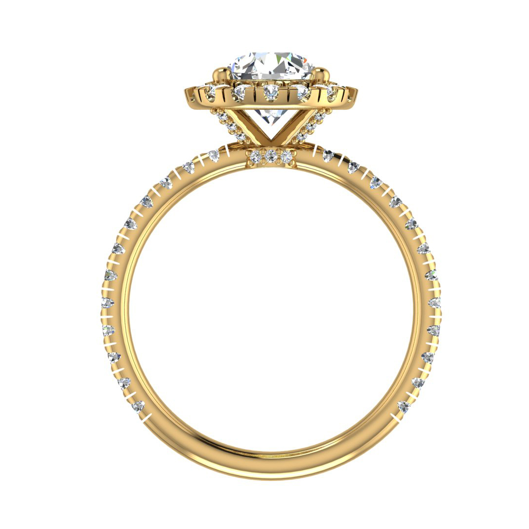 Chloe Single Row Halo with Pave Band